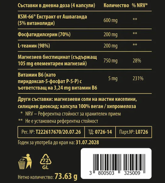 CELLMODE Cortisol Shield - задна страна на опаковката с инструкции за прием